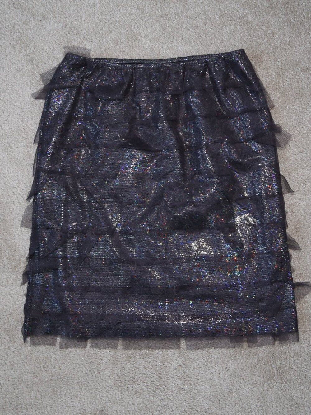RARE Auth VIVIENNE TAM signature tulle mesh skirt vtg METALLIC w Elastic Waist